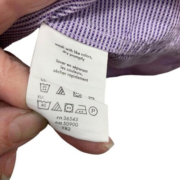 Michael Kors Mens Purple Micro Check Slim Fit Long Sleeve Button Up Shirt L - Picture 6 of 9